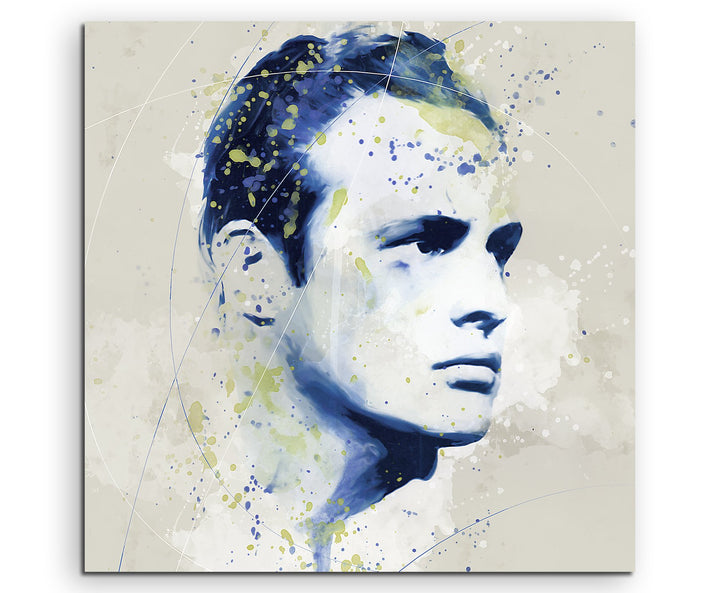 Marlon Brando III Aqua 60x60cm - Splash Art Paul Sinus Wandbild auf Leinwand - Malerei, Kunstbild, A