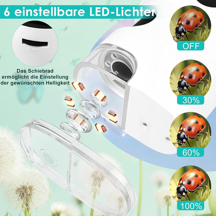 Mikroskop für Kinder 1000X 4K Digitales Mikroskop für Kinder 2,0″IPS-Display &amp; 8 LED,720P HD Tragbar
