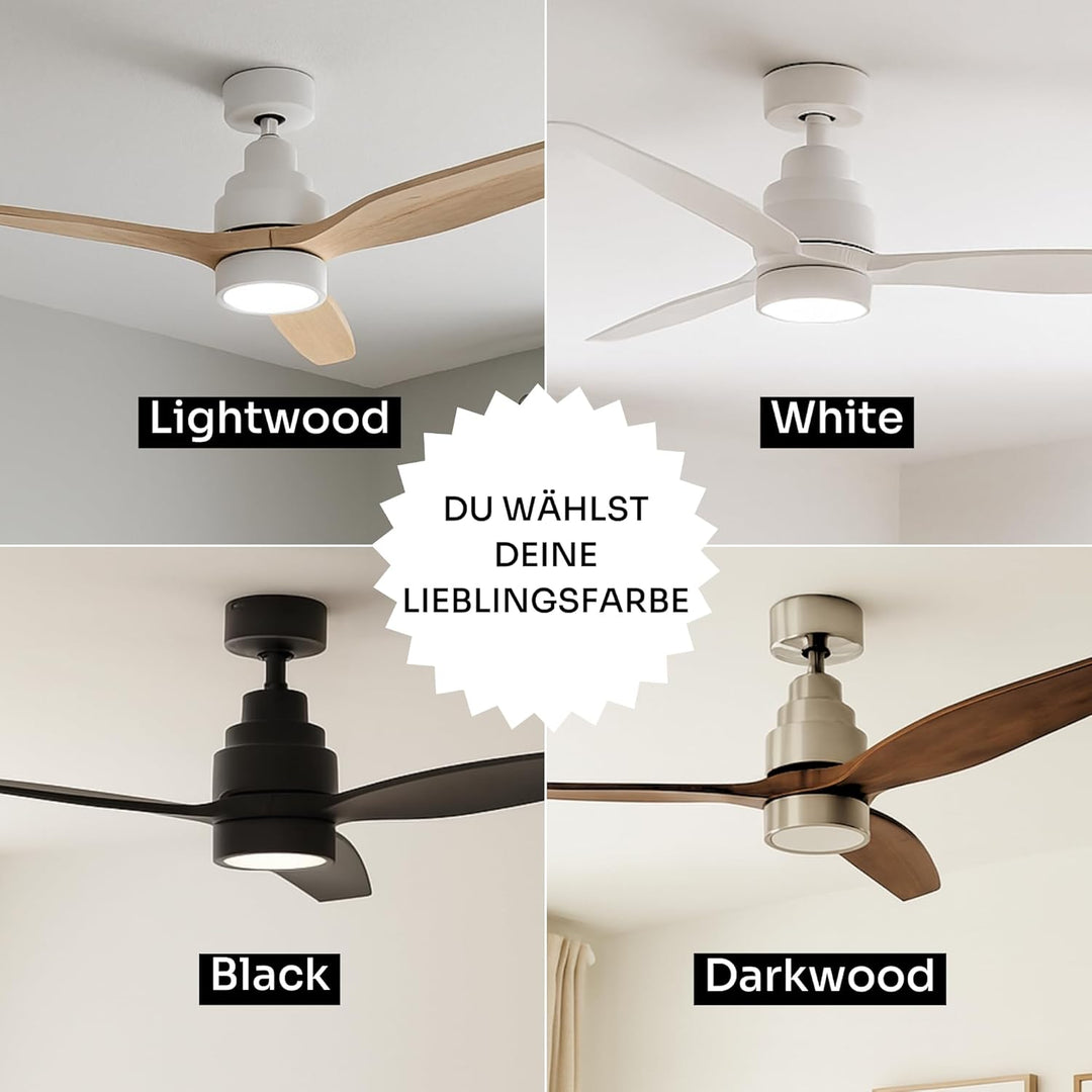 Mellerware - Deckenventilator mit Fernbedienung Brizy Bright | 45 W | 6 Geschwindigkeiten | Ultra le