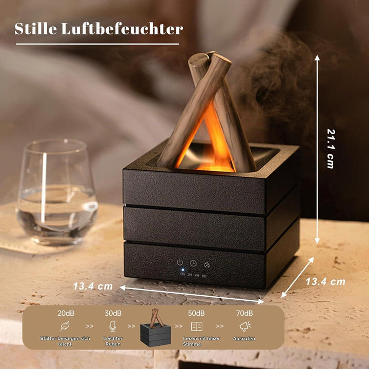 Luftbefeuchter, 280ml Flammen Duft Diffuser, Aufladbarer Luftbefeuchter mit Farbiges Licht, Drei Gan