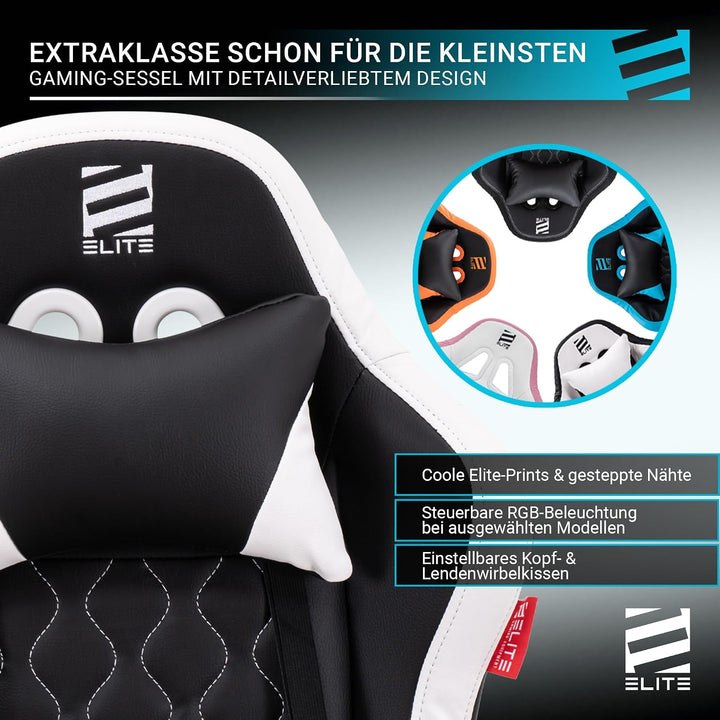 ELITE Pulse - Gaming Stuhl für Kinder - Kunstleder - Ergonomisch - Racer - Drehstuhl - Chair - Büros