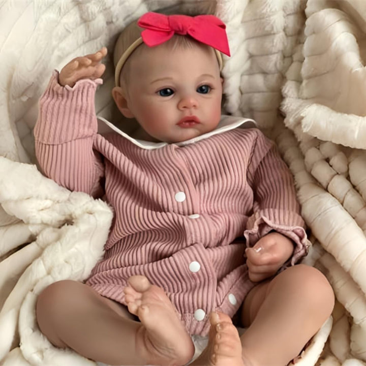 ZIYIUI Realistische Reborn Babys Puppe echte Babypuppe Silikon Mädchen Handgemachte Augen öffnen Bab