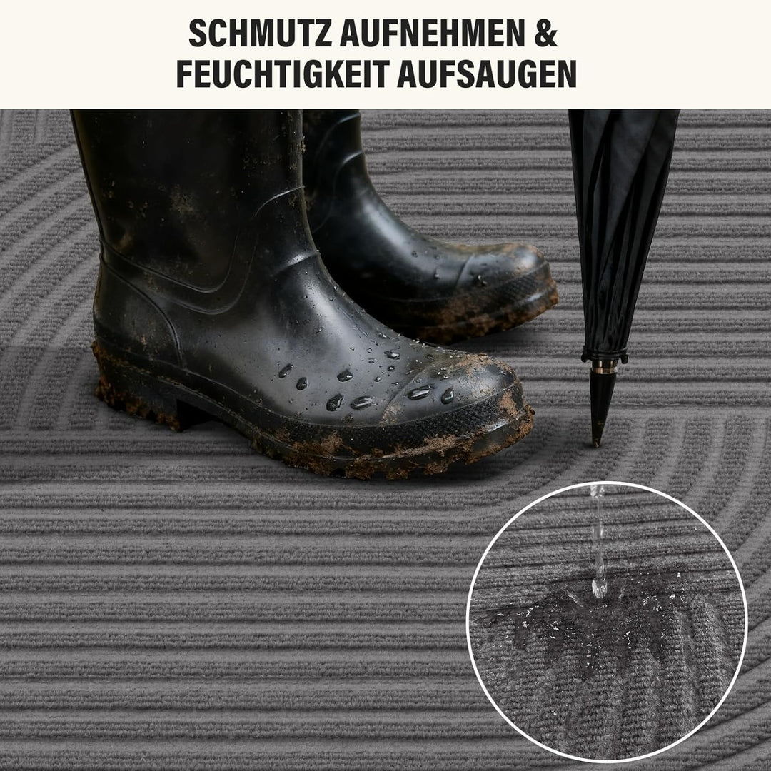 Schmutzfangmatte Innen Aussen 80x120cm, Fussmatte haustür-Schwarz Grau 80cmx120cm, Grau 80cmx120cm