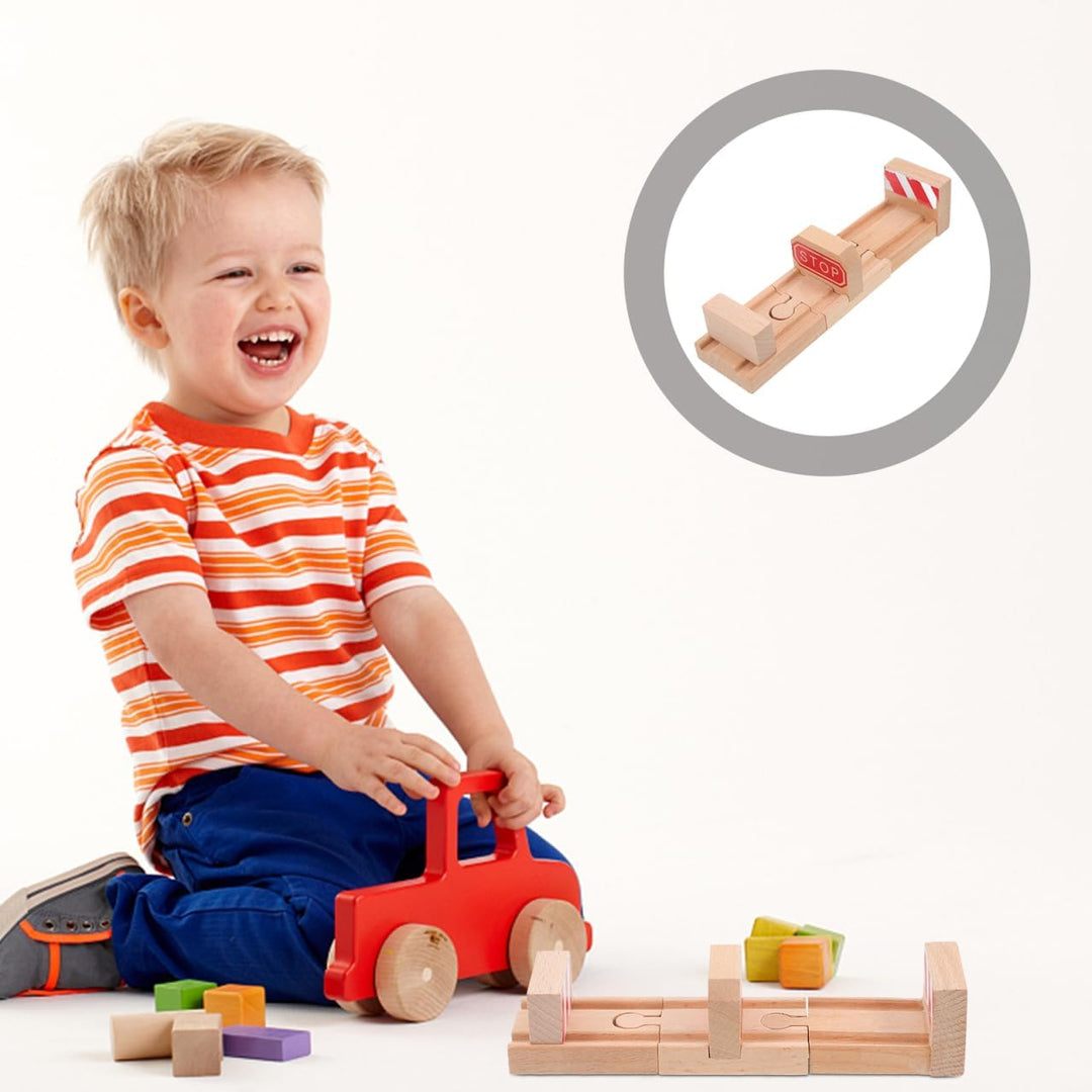 Toddmomy 3 Stück Holz Eisenbahnschienen Zubehör Stopgleis Für Holzeisenbahn Spielzeug Kompatibel Mit