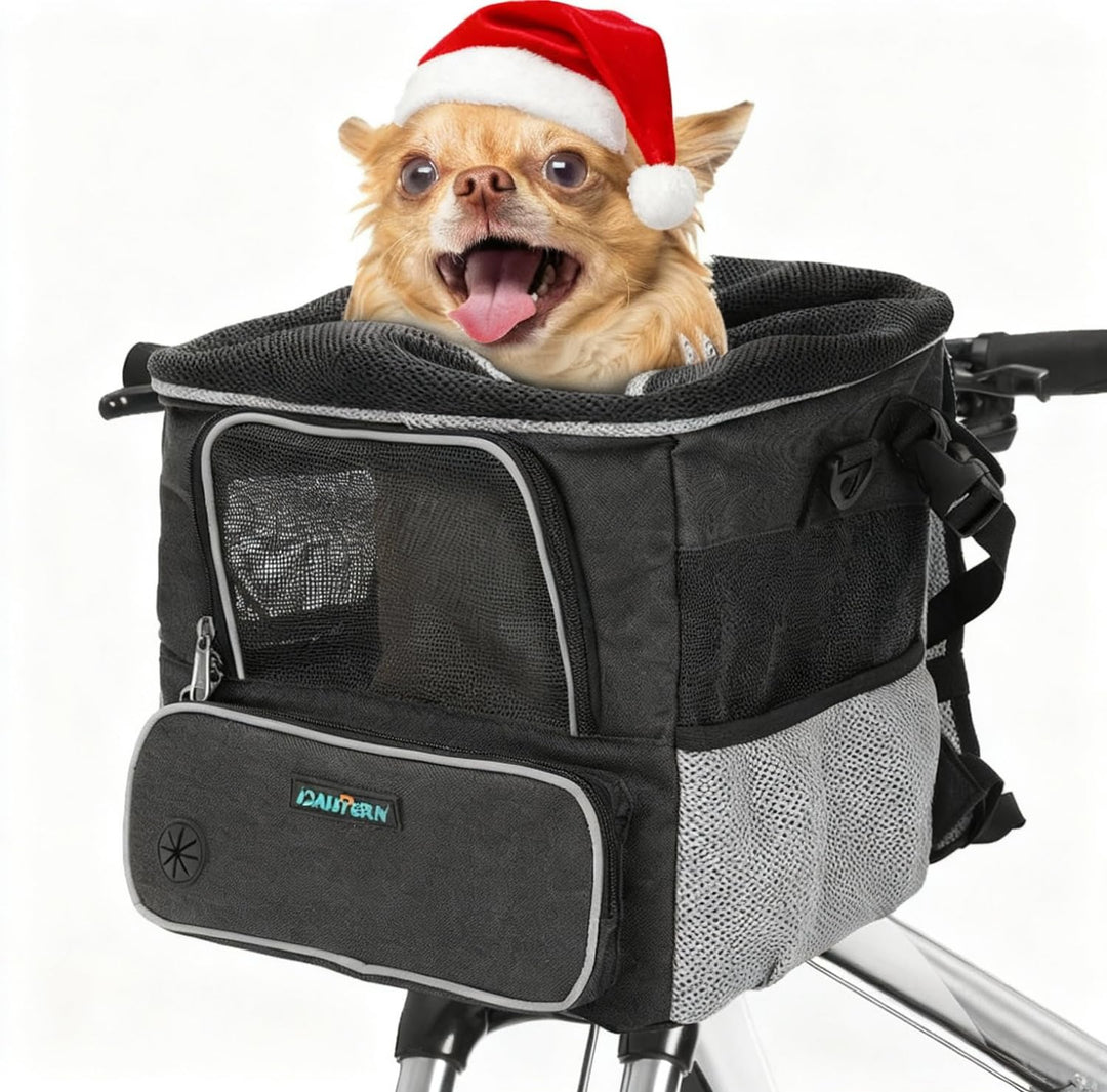 Hundefahrradkorb bis 3KG mit Lenkeradapter Φ53mm, Hundekorb Fahrrad Vorne Rucksack Schultertasche Au