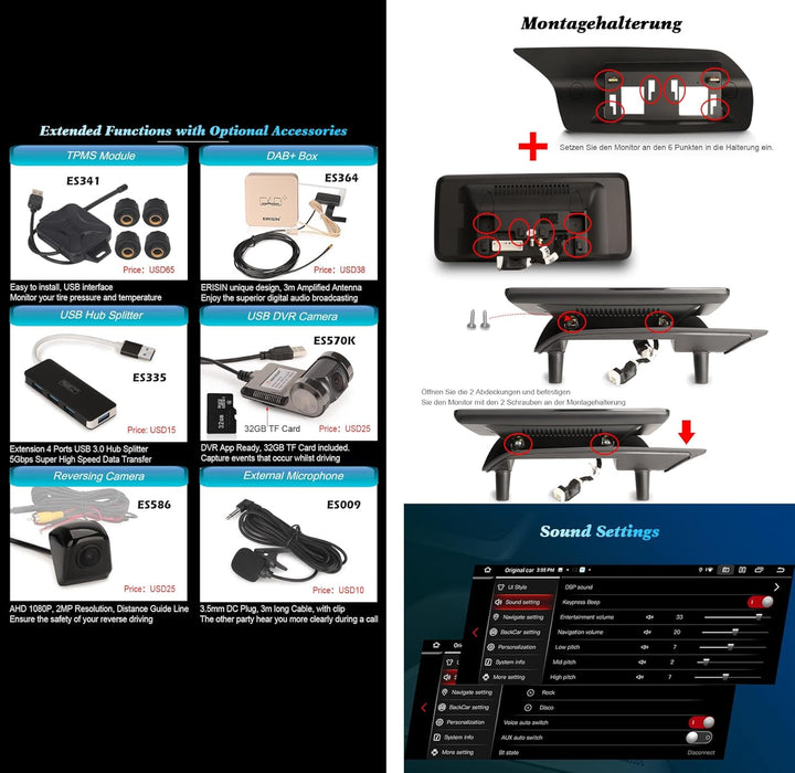10,25 Zoll IPS Touchscreen 8-Kern Android 13 DAB+ Autoradio für Mercedes E-Klasse W207 C207 A207 NTG