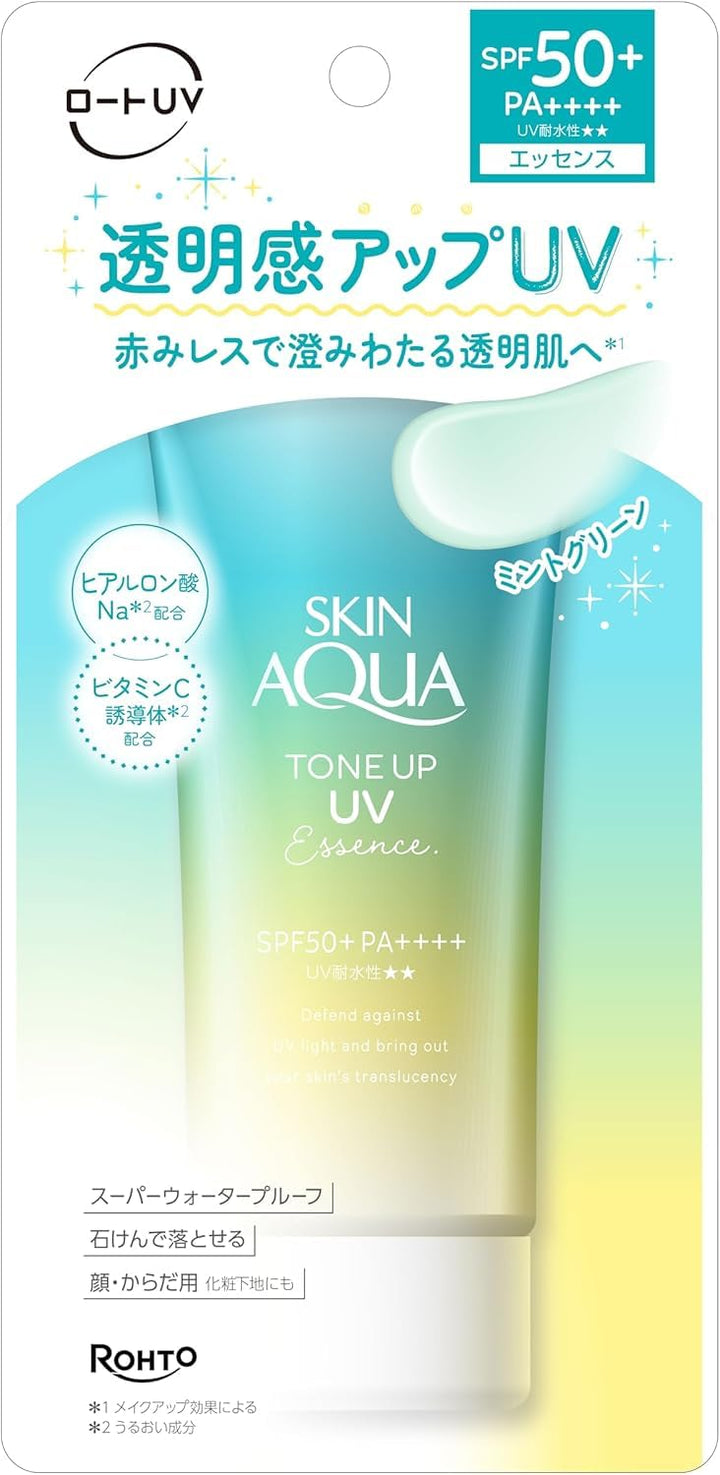 Skin Aqua Rohto Sunscreen Tone Up UV Essence 80g SPF50+/PA++++- Mint Green