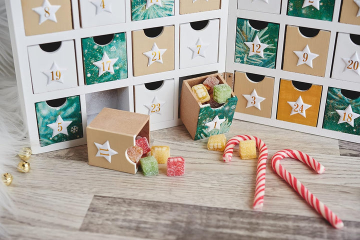 VBS Klappschränkchen/Adventskalender weiss Holz 30x21,5x9cm