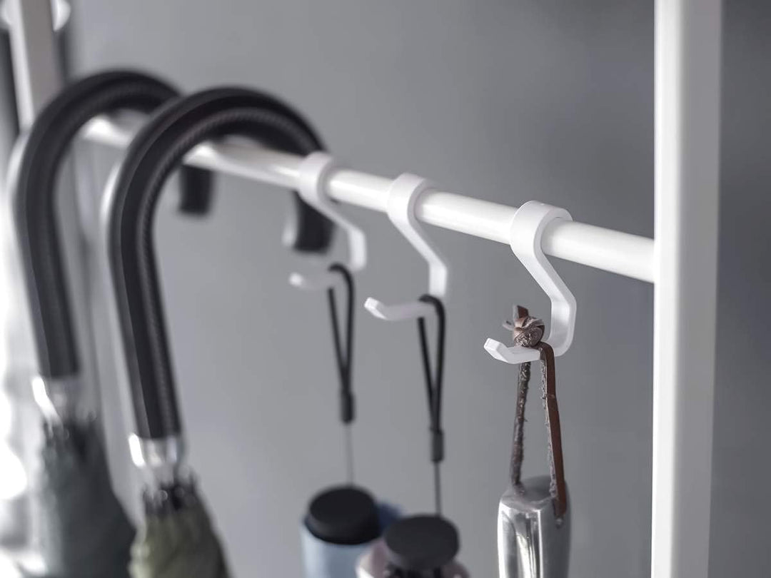 Hanging umbrella stand with wooden top - White