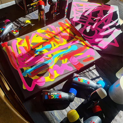 POSCA - Lackstift mit breiter Spitze, Mop'R, PC-17K, PC-8K, Schwarz und Weiss, 6 Stück