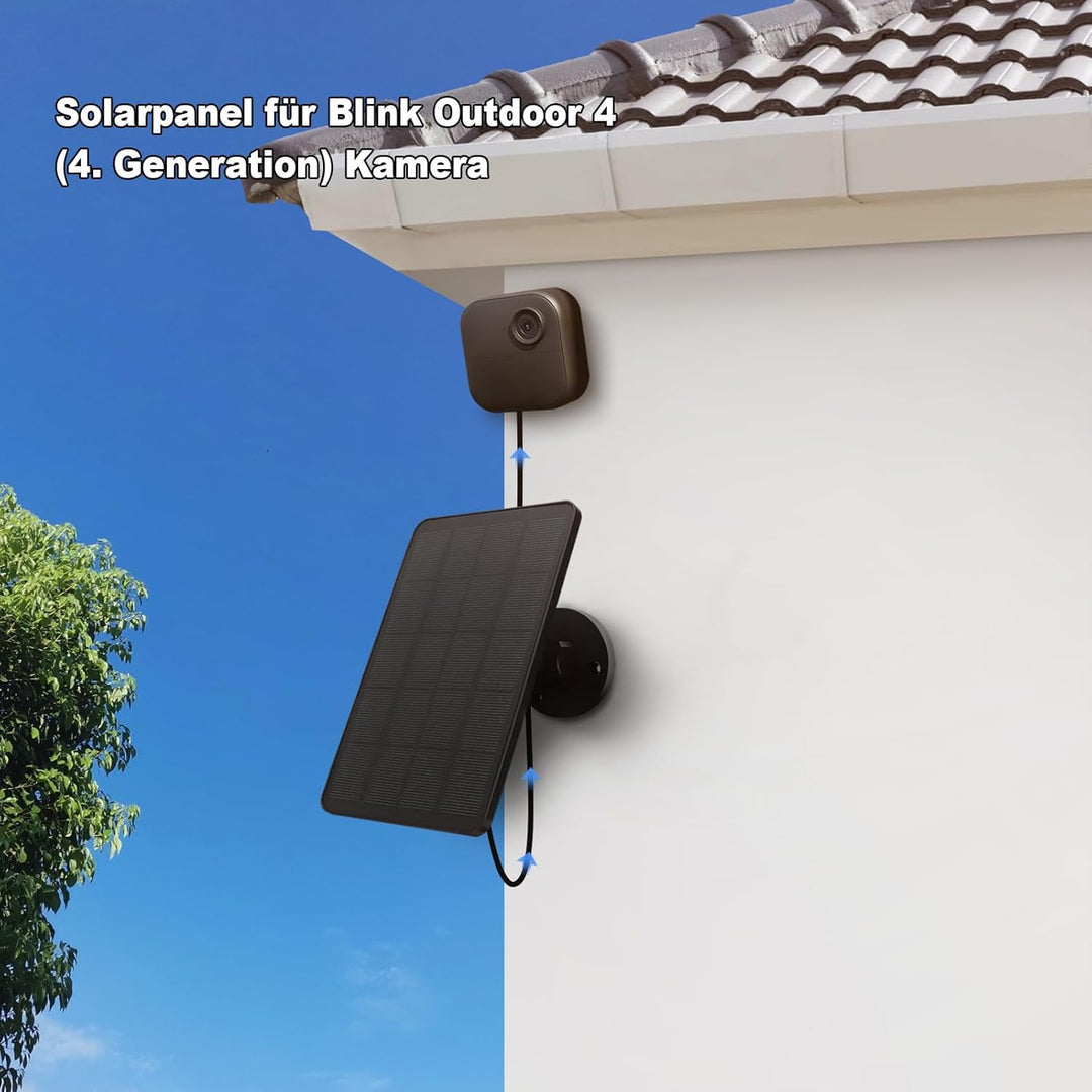 4W Solarpanel für Blink Outdoor Kamera (4th Gen), Solar Ladegerät mit Gummistecker, IP65 Wasserdicht