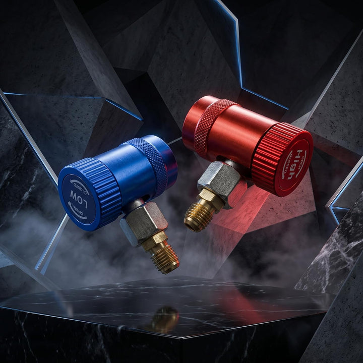 R1234yf Kältemitteladapter, HD/ND 1/4" SAE | Messing Hochdruck Niederdruck Kupplungen, KFZ Klimaanla