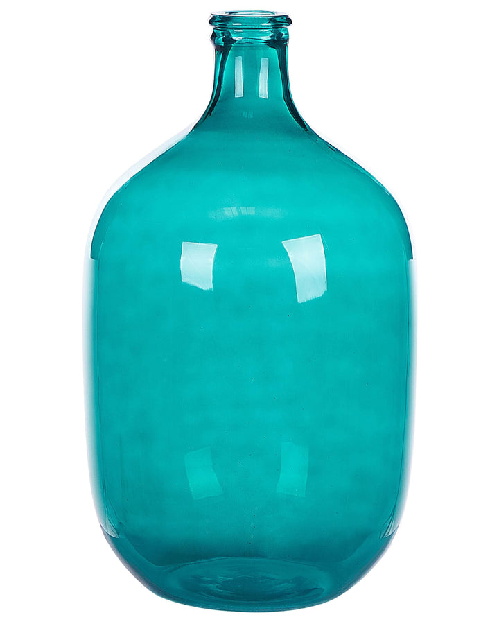 Runde Dekovase gefärbtes Glas handgefertigt blau türkis 48 cm Samosa