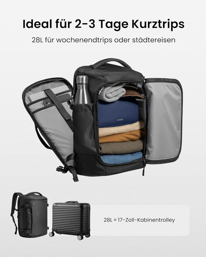 tomtoc 28L Reiserucksack, TSA-freundlicher Handgepäck Rucksack, Wasserdichter Easyjet Rucksack Handg