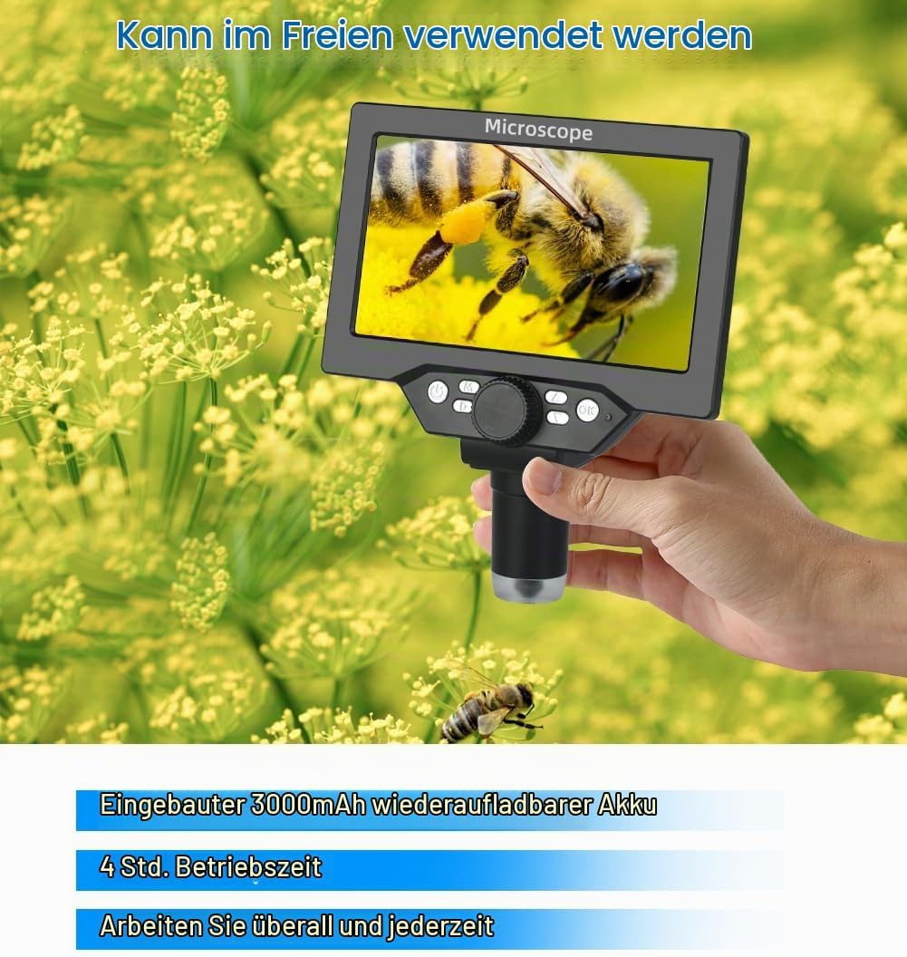 Koolertron LCD Digital Mikroskop, 7 Zoll 1080P USB Mikroskop mit Licht und Fernbedienung, Mikroskopk