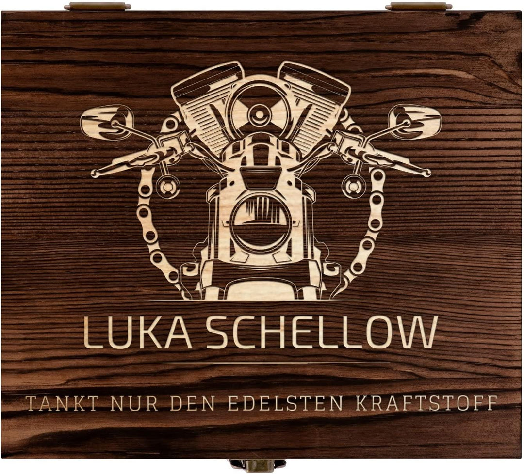 Maverton Whisky Steine Set - in Holzbox mit Gravur - 8 Eiswürfel + 2 Whisky Gläser - wiederverwendba