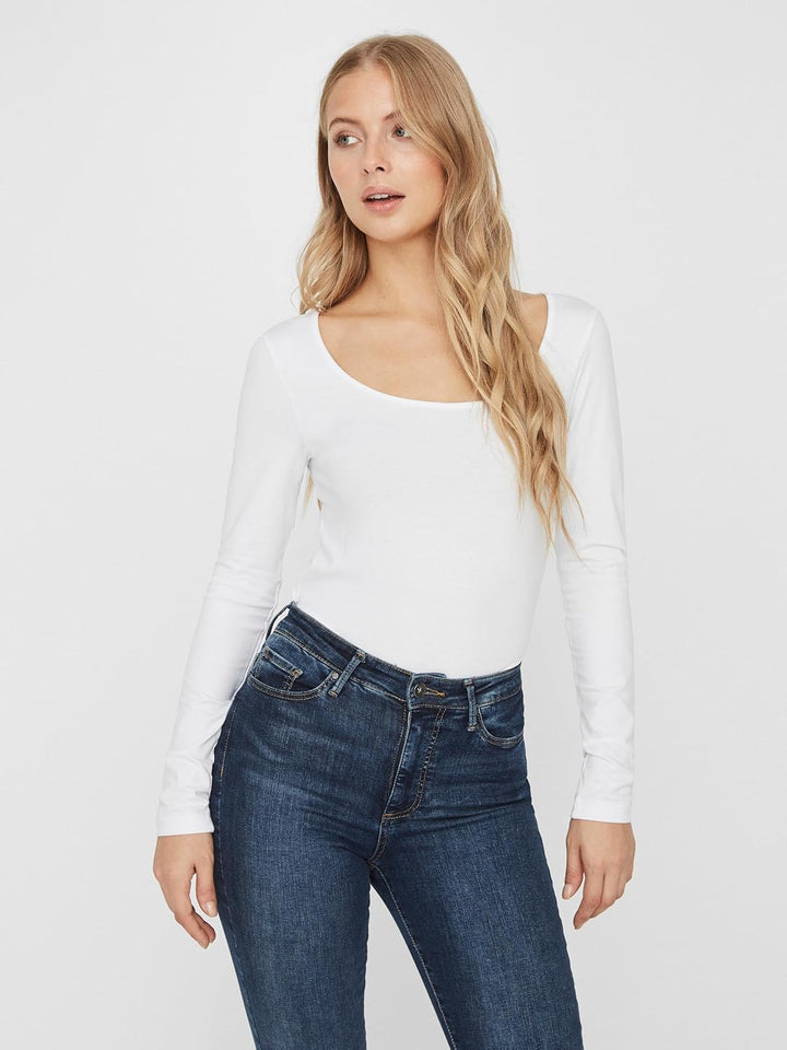 VERO MODA Damen Vmmaxi My Ls Soft Uneck Ga Noos Langarmshirts XL 2x Schwarz, 1x Bright White, XL 2x