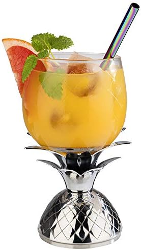 Buddy´s Bar - 2 Ananas Cocktail Becher, 350 ml, Pineapple Mug, hochwertiger Edelstahl-Becher mit Gla