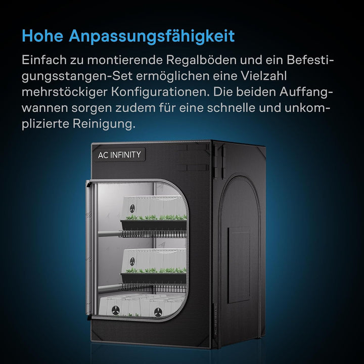 AC Infinity CLOUDLAB Propagation Zelt 60 × 60 × 90 cm – Advance Anzuchtzelt mit Verstärkungsstangen,