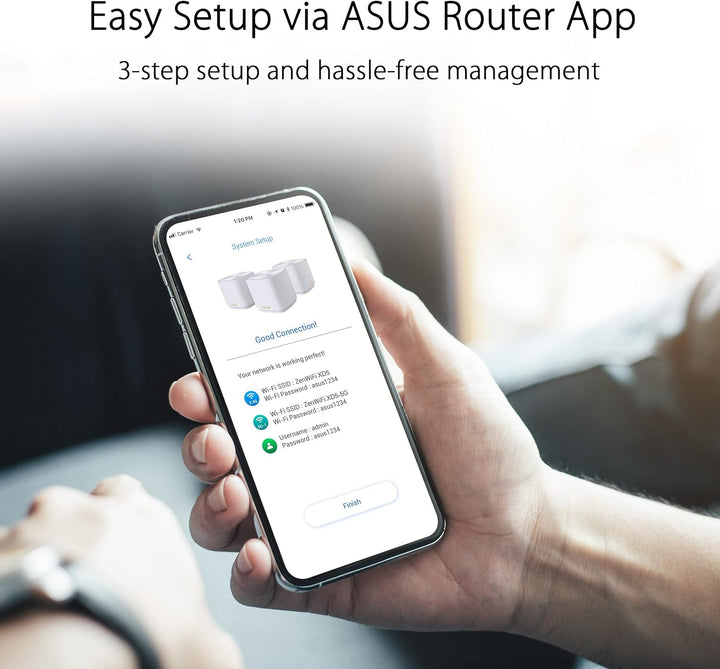 ASUS ZenWiFi XD5 AX3000 3er Set Weiss (Whole-Home Mesh WiFi 6 System, Abdeckung von bis zu 465m², 16