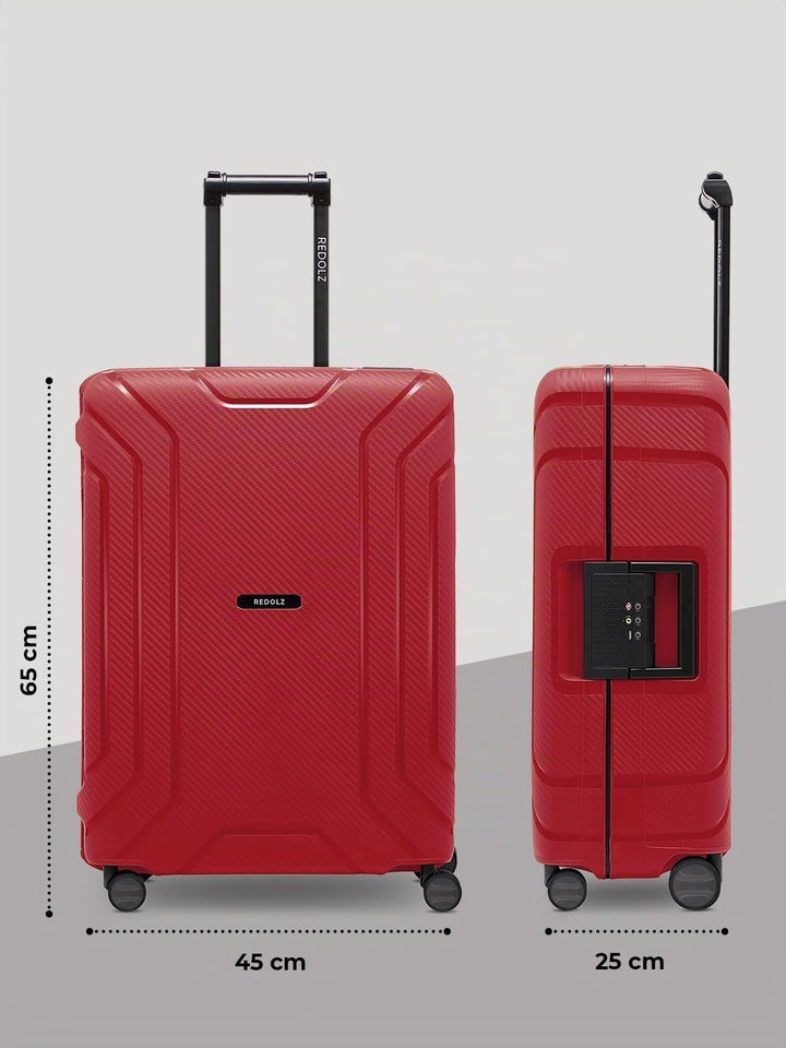 REDOLZ Hartschalen Check-in Koffer ohne Reissverschluss | 3-Punkt-Verschluss-System | Mittelgrosser