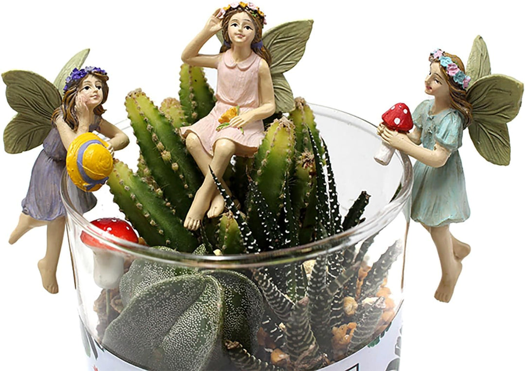 KOCNYDEY Elfen Figuren Garten Feengarten Zubehör Wichtel Figuren Miniatur Garten Feen Dekor Feenflüg