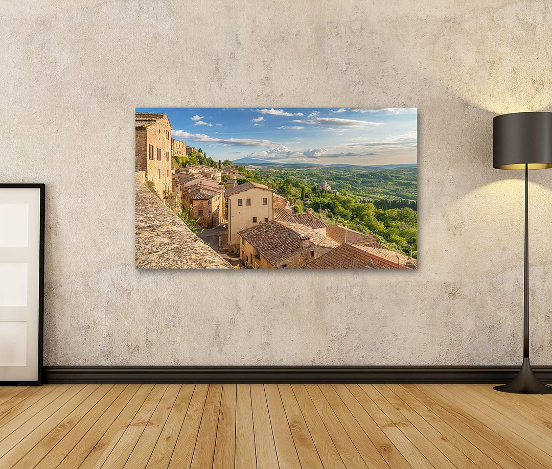 islandburner Bild auf Leinwand Landschaft Der Toskana Von Den Wänden Von Montepulciano Italien Bilde