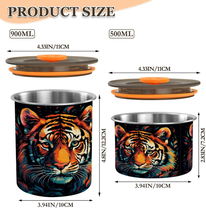 Coole Aquarell Tiger Kaffeeaufbewahrungsbehälter,Vorratsdosen für die Küche Speisekammer,Ideal für Z