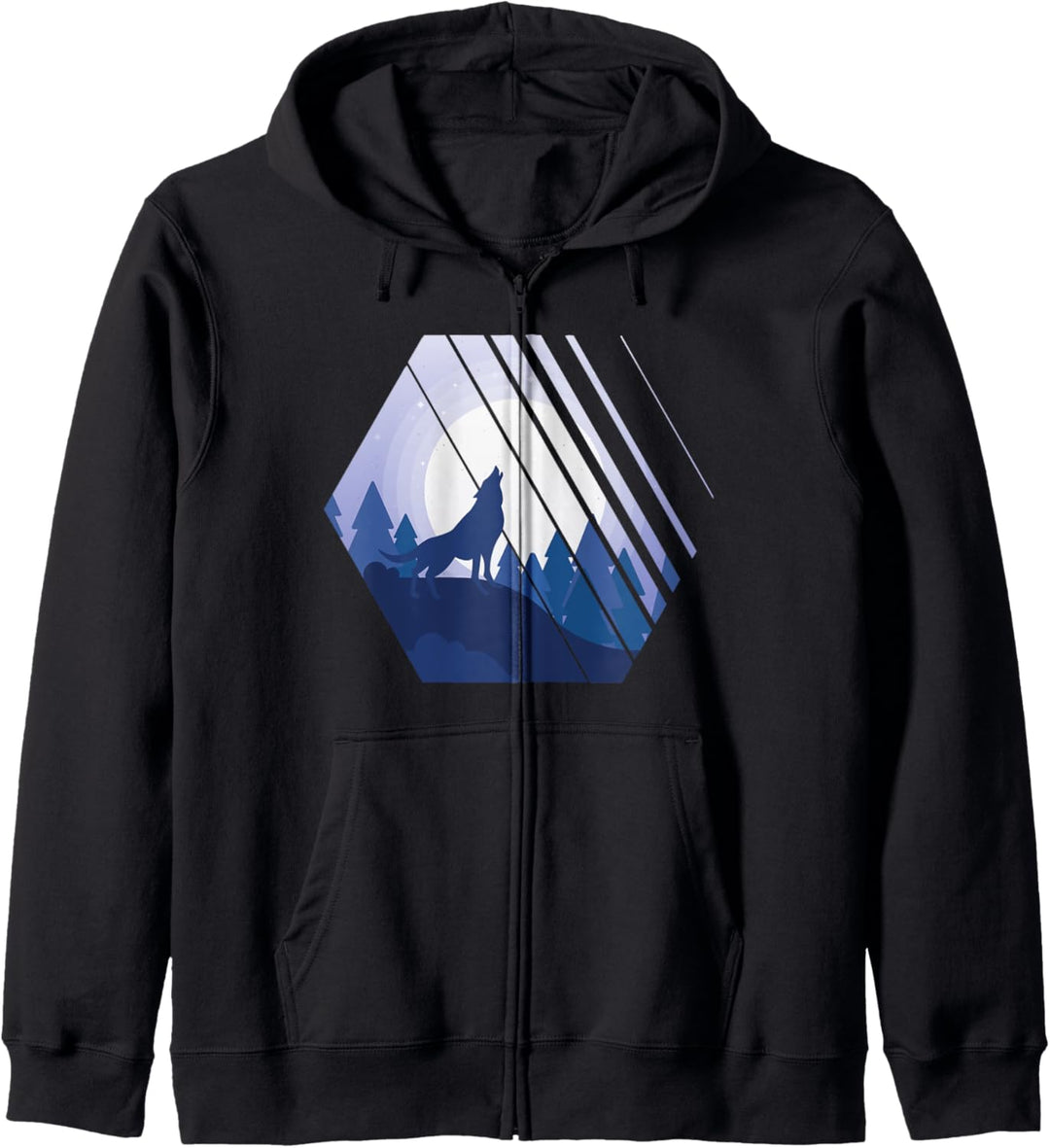 Wandern Design mit heulendem Wolf im Wald für Wanderer Kapuzenjacke