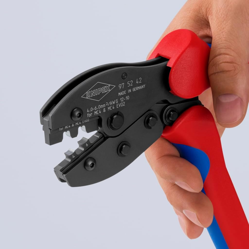 KNIPEX PreciForce, Crimpzange für MC4-/MC4 EVO 2-Steckverbinder, 4/6 mm², F-Crimp, MC4-Stecker, 97 5