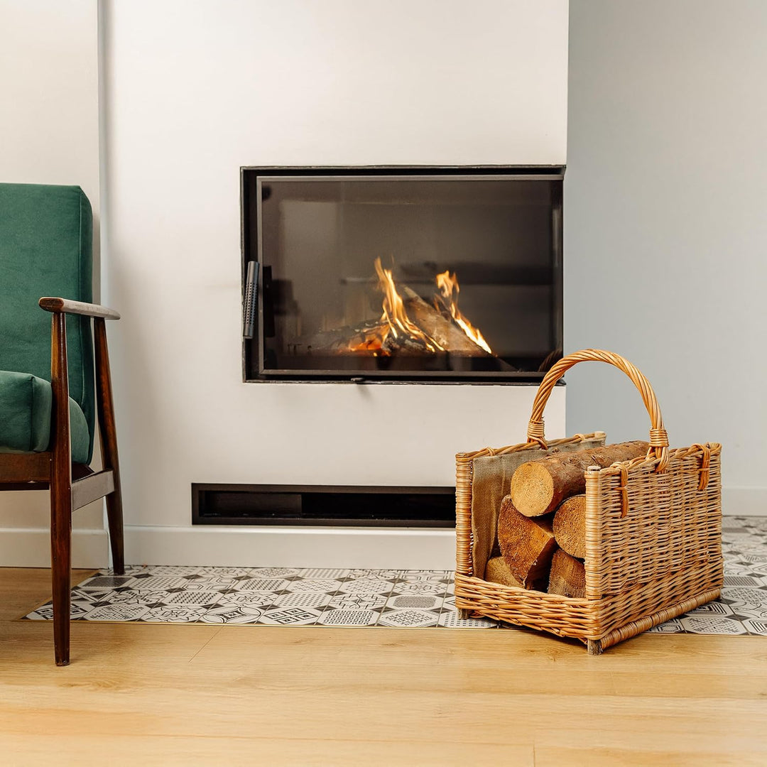 Creative Home Gross Kaminkorb Holzkorb Kaminholzkorb Rattan | 45 x 30 x 47 cm | Aufbewahrung Rechtec