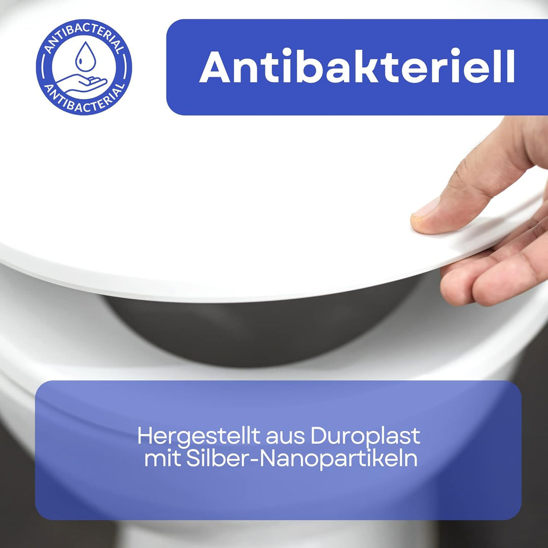 Ramm Toilettensitz | WC Sitz aus antibakteriellem Duroplast | Made in EU |kompatibel mit Cersanit Pa