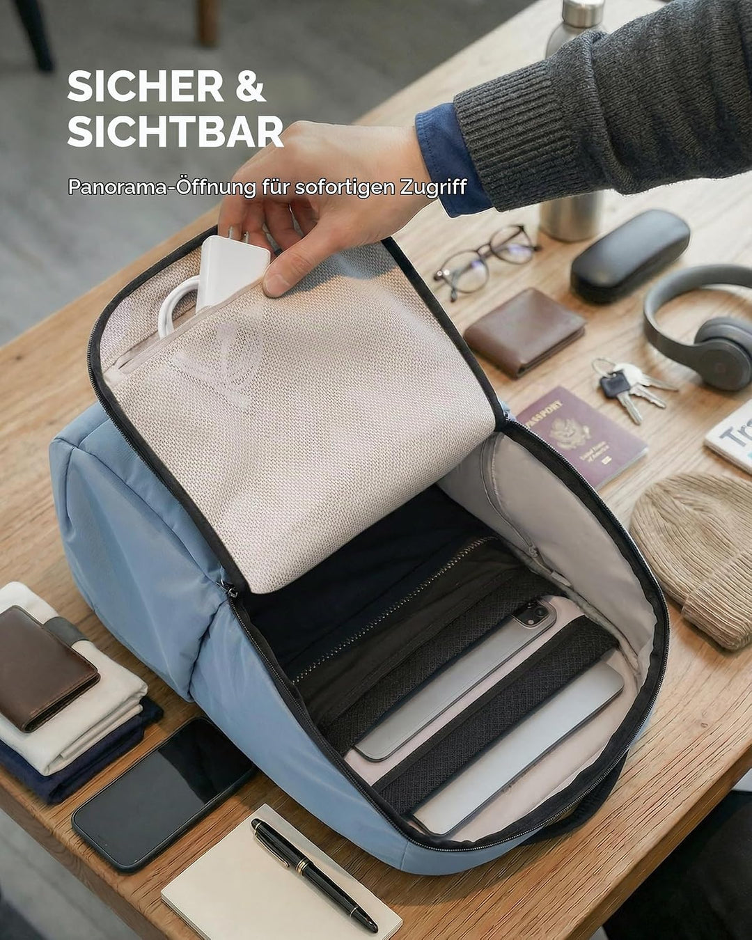 Tolaccea Reiserucksack Handgepäck Flugzeug 30L - Business Rucksack mit 15,6 Zoll Laptopfach, Arbeits