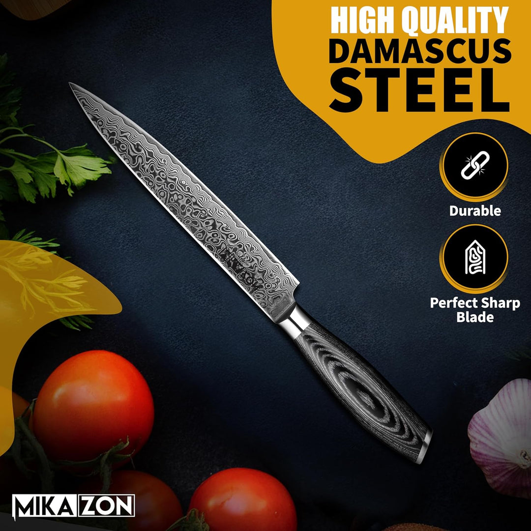 Damast Tranchiermesser - Professionelles 20.2 cm Schneidemesser mit 67-lagiger Stahlkonstruktion und