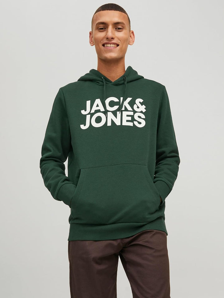 JACK & JONES Male Kapuzenpullover Logo Kapuzenpullover 3XL Island Green/Print White, 3XL Island Gree