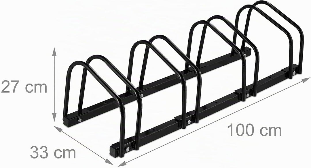 Relaxdays Fahrradständer Boden, 4, 60 mm Reifenbreite, Metall, Garage, Fahrrad-Aufstellständer, schw