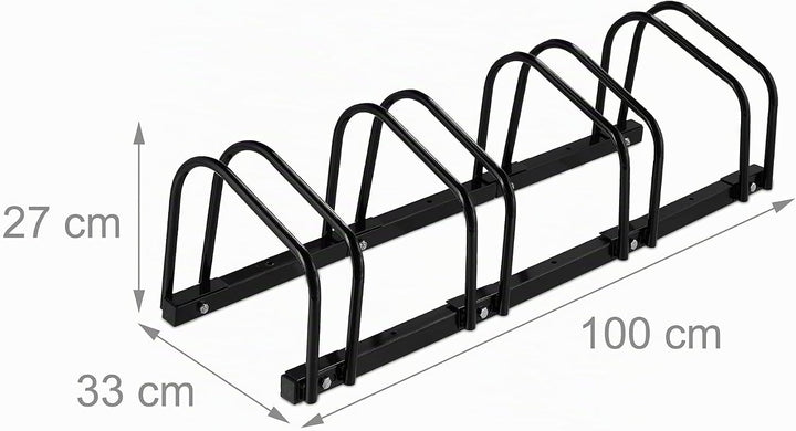 Relaxdays Fahrradständer Boden, 4, 60 mm Reifenbreite, Metall, Garage, Fahrrad-Aufstellständer, schw