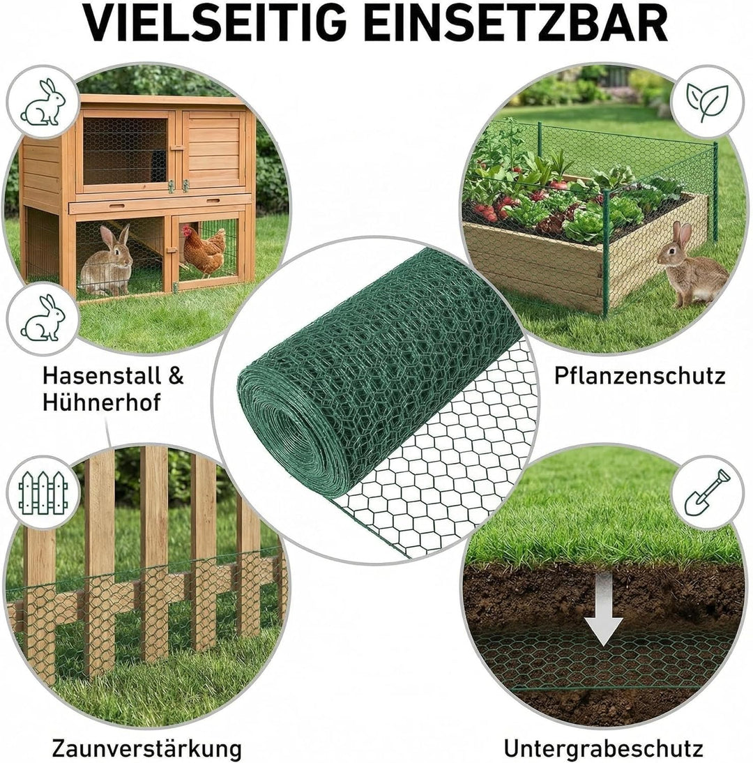 Amagabeli Maschendrahtzaun Sechseckgeflecht (25 mm) Maschenweite, 100cm Höhe, 25m Länge, Drahtgitter