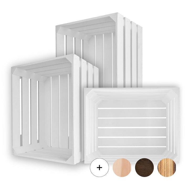 Creative Deco 3 x Grosse Holzkiste Weiss | 50 x 40 x 30 cm | Weinkisten Set Obstkiste Holz | Geschli