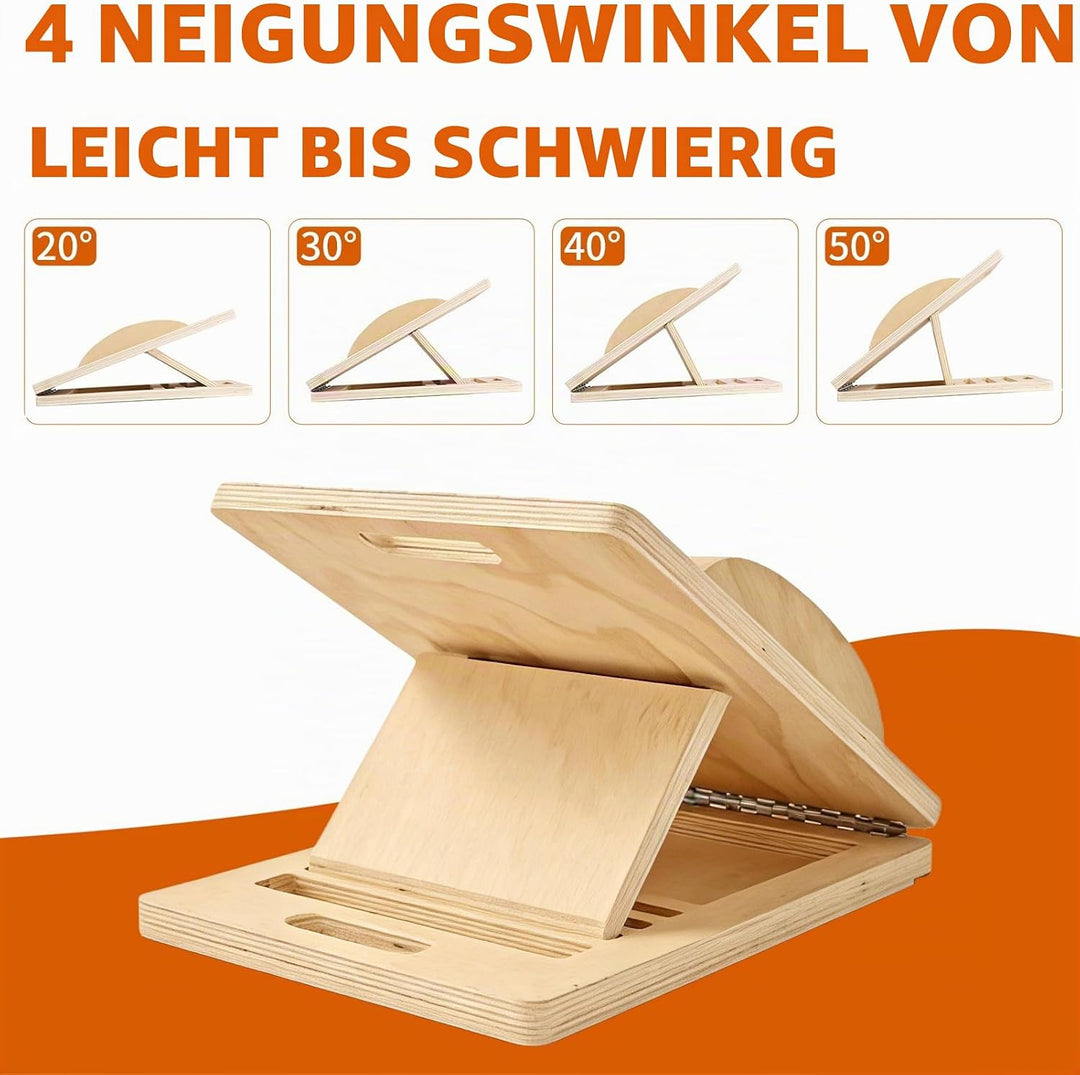 2-In-1 Schrägbrett &amp; Balance Board, Slant Board 4 Angles Einstellbar, Schrägbrett aus Holz Gleichgew