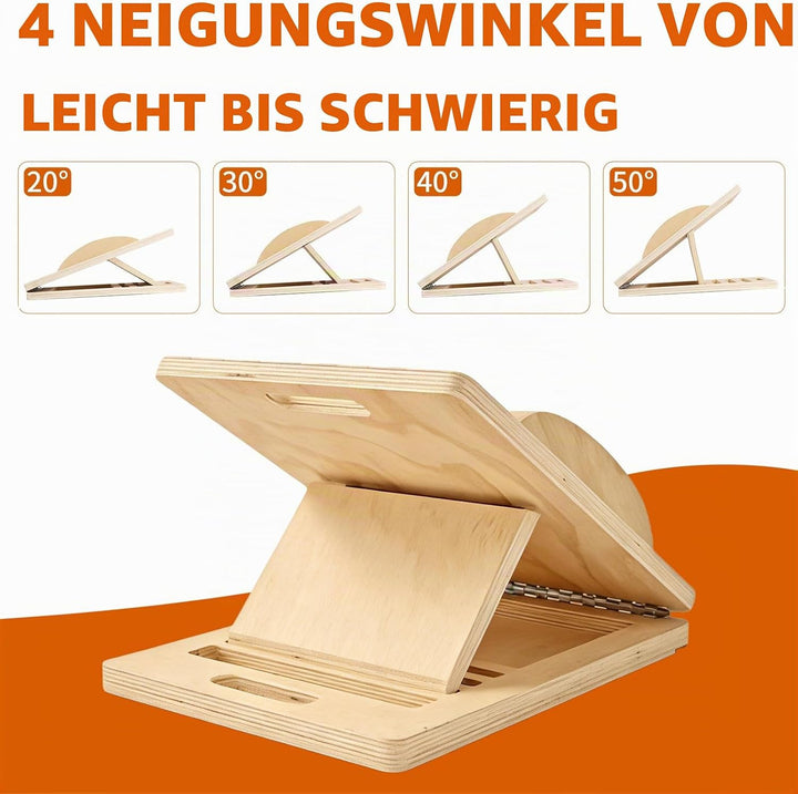 2-In-1 Schrägbrett &amp; Balance Board, Slant Board 4 Angles Einstellbar, Schrägbrett aus Holz Gleichgew