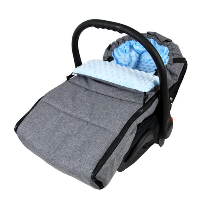 BABYLUX Fusssack 90cm MINKY Kinderwagen Buggy Babyschale Thermo +/ Muff Handmuff Winterfusssack (Gra