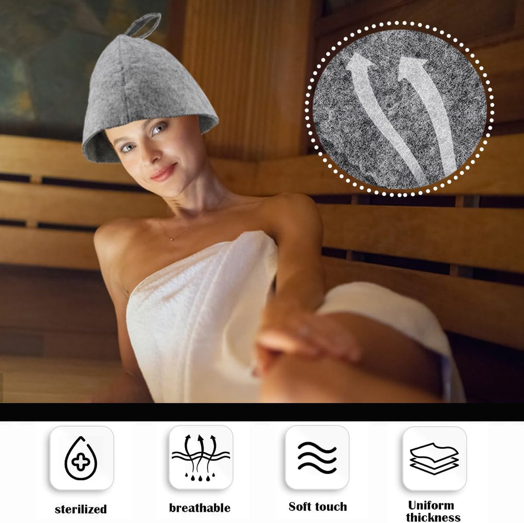 ZJIVQO Dicker Saunahut, Wolle, Saunahut für Damen und Herren, atmungsaktiver Kopfschutz, ideal für S