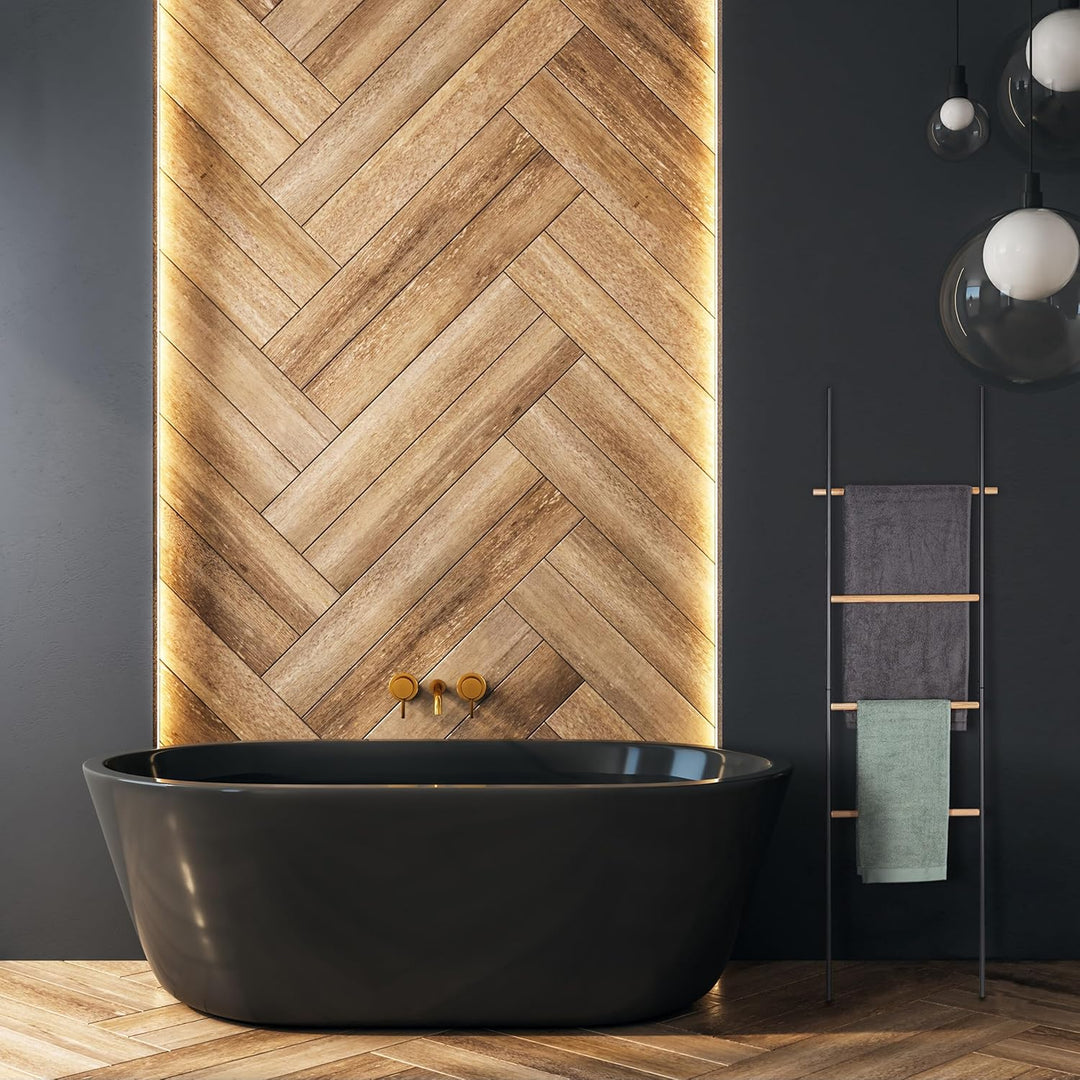 Relaxdays Handtuchleiter, Holz &amp; Metall, 4 Sprossen, Handtücher &amp; Kleidung, zum Anlehnen, 171x50x3 c