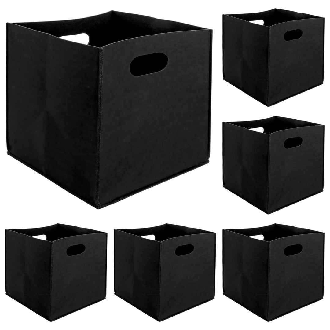 6 Stück Aufbewahrungsboxen 30x30x30 cm, Boxen Aufbewahrung Schwarz, Filzkorb Aufbewahrung, Filzbox A