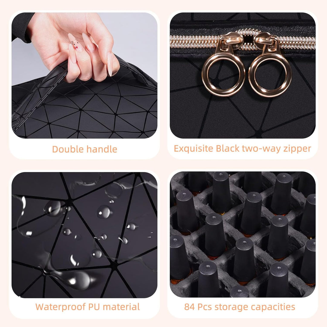 Nagellack Aufbewahrung Make Up Koffer für 84 Nagellackflaschen und 1 LED-Nagellampe,Make Up Organize