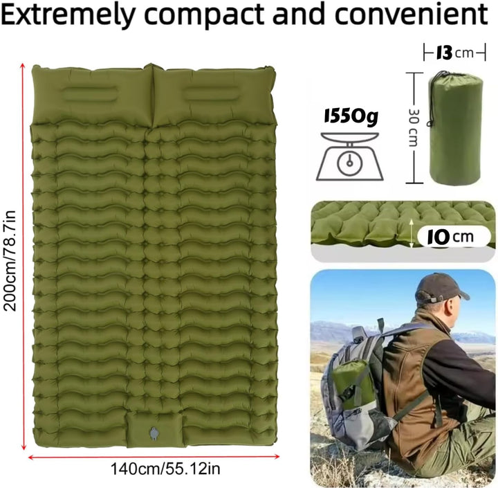 Camping-Isomatte, 10,2 cm dick, für 2 Personen, 3D-Wellpappe, feuchtigkeitsbeständige Unterlage, auf