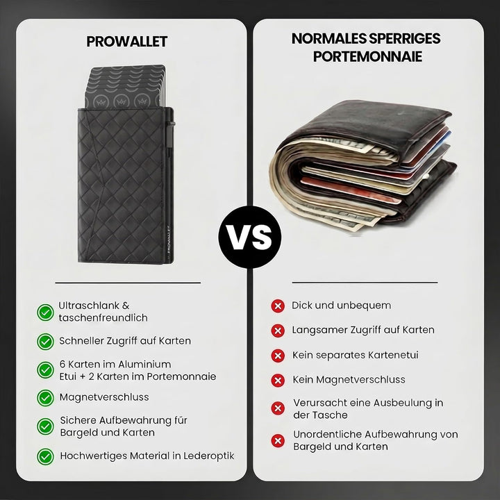 ProWallet Slim 6,7cm, 10,5cm, 1,4cm Gewebt Schwarz, 6,7cm, 10,5cm, 1,4cm Gewebt Schwarz