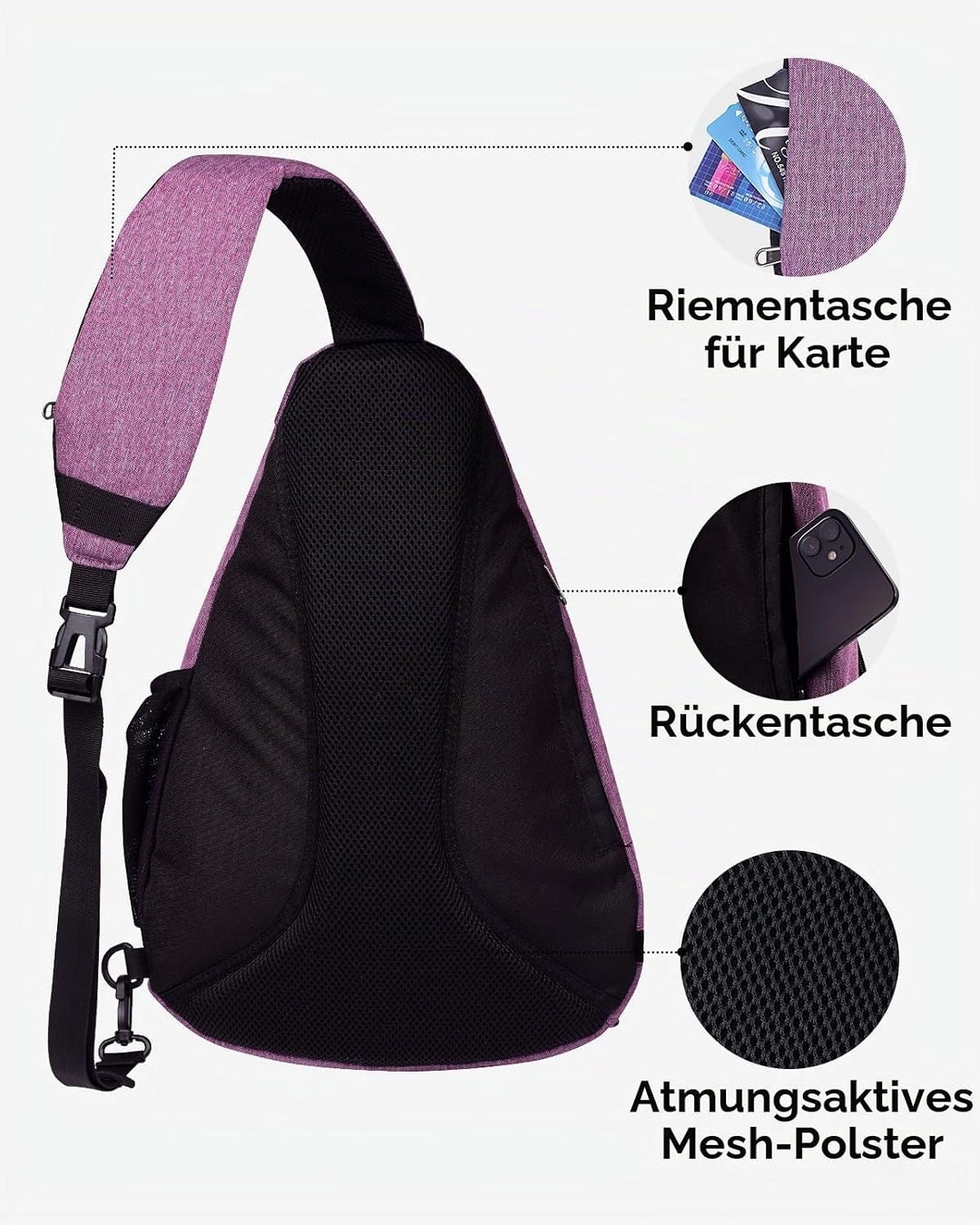 WATERFLY Sling Bag Crossbody Backpack Schulterrucksack mit verstellbarem Schultergurt Perfekt für Ou