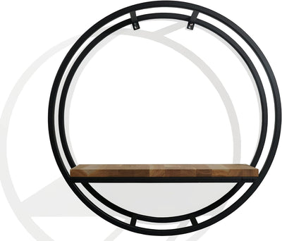FLEXISTYLE Metall Wandregal 60 cm XXL, Schwarz, Europäische Oval geometrische Linie Design Wand Eich